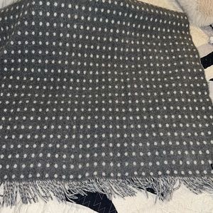 Foxford reversible Lambswool throw blanket made in Ireland fringe gray
